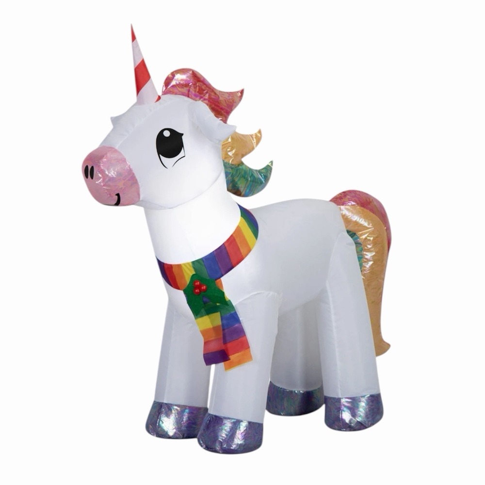 Holiday Time Colorful Christmas Unicorn Inflatable 3.5 Feet Yard Decor Lights Up
